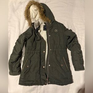 Girl’s Green Fur Lined Hooded Limited Too Parka Winter Jacket